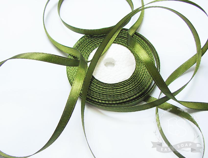 Стрічка атласна глибокий оливково-зелений 6 мм