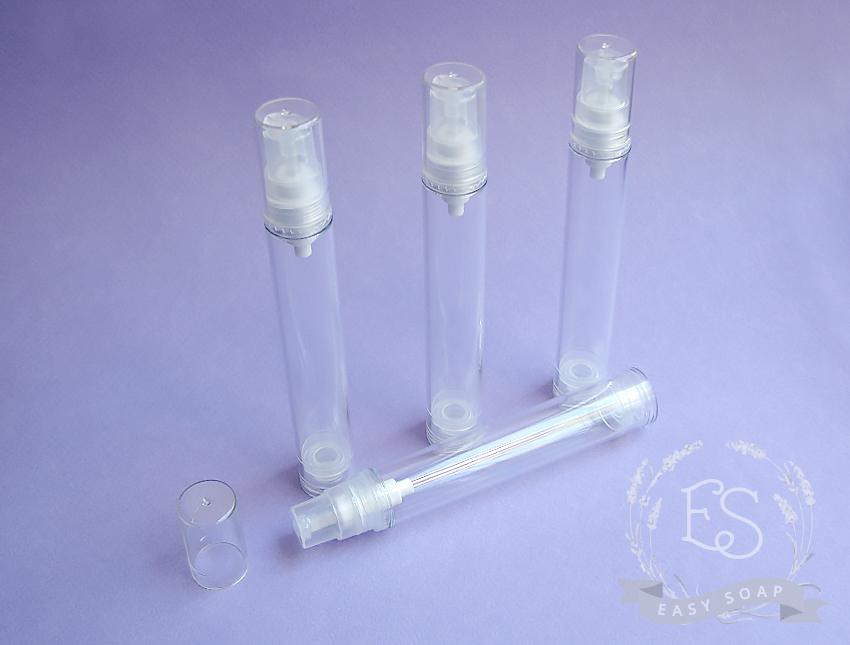 Флакон пластиковый вакуумный с дозатором для крема 15 мл прозрачный