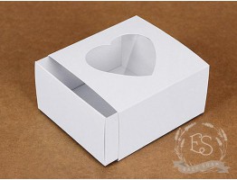 Коробка висувна "Сердце" біла 90*90*50