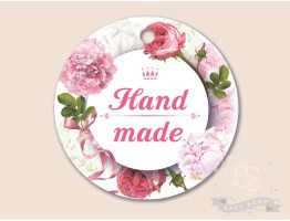 Бирка "Hand Made - Розы" круглая